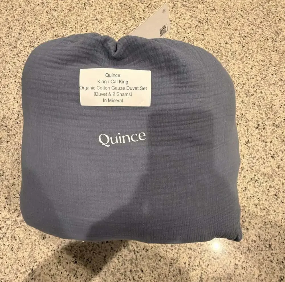 Quince Organic Cotton Gauze Duvet Set King / Cal King in Mineral